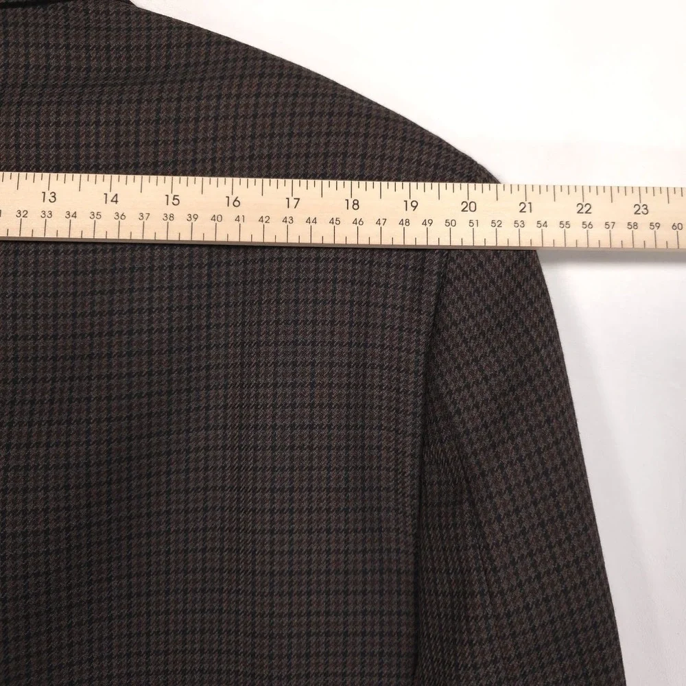 RALPH LAUREN Sport Coat Blazer 44 PURE NEW WOOL WOOLMARK Brown Plaid Elbow Patch